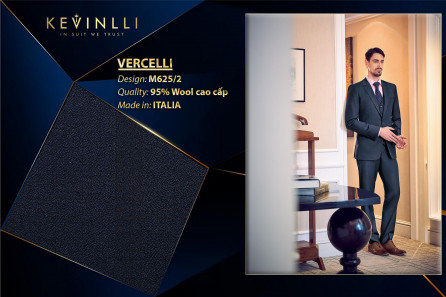 M625/2 Vercelli CVM - Vải Suit 95% Wool - Xanh navy Sọc